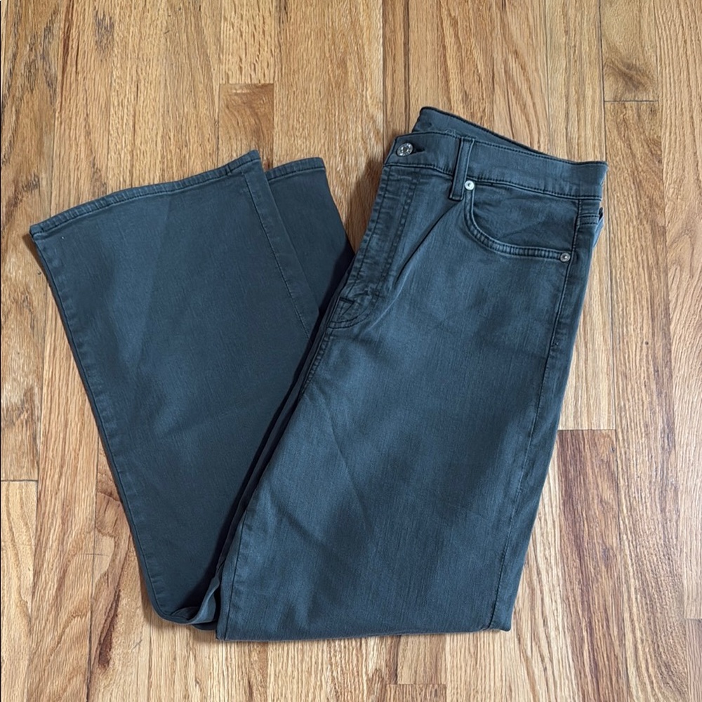 7 For All Mankind Green Cropped Wide Leg, Size 32